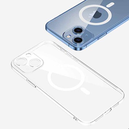iPhone 14 Uyumlu Kamera Korumalı Magsafe Sert PC Zore Porto Kapak-Renksiz