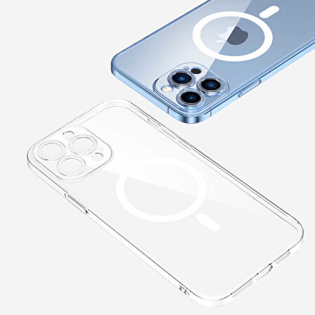iPhone 14 Pro Max Uyumlu Kamera Korumalı Magsafe Sert PC Zore Porto Kılıf-Renksiz