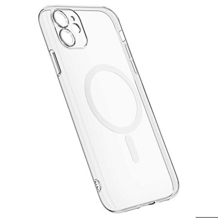 iPhone 12 Uyumlu Kamera Korumalı Magsafe Sert PC Zore Porto Kapak-Renksiz