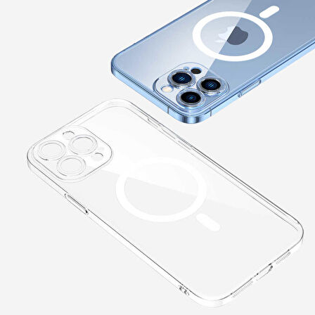 iPhone 13 Pro Uyumlu Kamera Korumalı Magsafe Sert PC Zore Porto Kapak-Renksiz