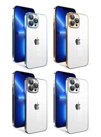 iPhone 12 Pro Uyumlu Kamera Korumalı Renkli Çerçeveli Zore Garaj Kılıf-Gümüş