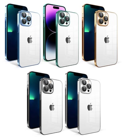iPhone 13 Pro Max Uyumlu Kamera Korumalı Renkli Çerçeveli Zore Garaj Kılıf-Mavi Açık