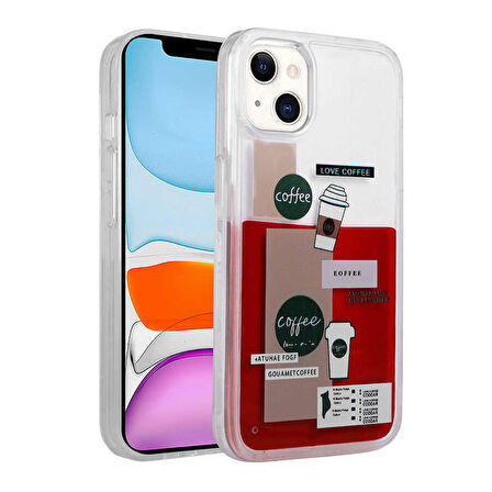 iPhone 14 Uyumlu Desenli Sıvılı Zore Drink Silikon Kılıf-NO1