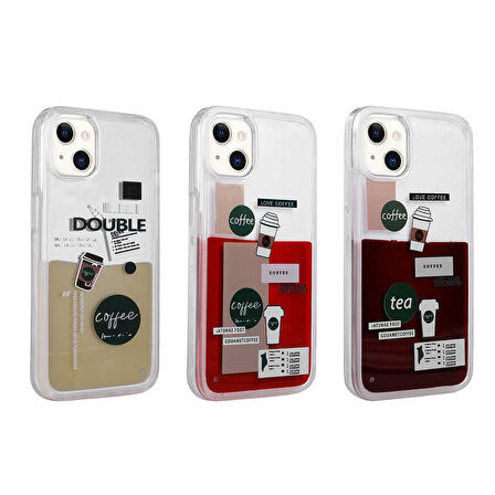 iPhone 14 Plus Uyumlu Desenli Sıvılı Zore Drink Silikon Kılıf-NO2