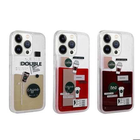 iPhone 14 Pro Max Uyumlu Desenli Sıvılı Zore Drink Silikon Kapak-NO2