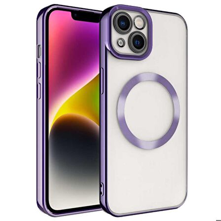 iPhone 14 Uyumlu Magsafe Wireless Şarj Özellikli Zore Setro Silikon-Derin Mor