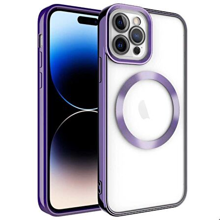 iPhone 14 Pro Max Uyumlu Magsafe Wireless Şarj Özellikli Zore Setro Silikon-Derin Mor