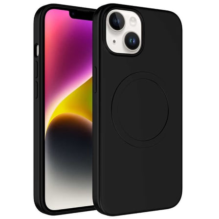 iPhone 14 Uyumlu Magsafe Wireless Şarj Özellikli Pastel Renk Silikon Zore Plas Kılıf-Siyah