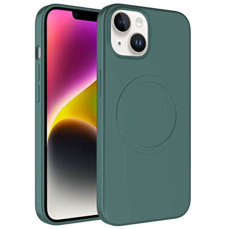 iPhone 14 Uyumlu Magsafe Wireless Şarj Özellikli Pastel Renk Silikon Zore Plas Kılıf-Lavendery