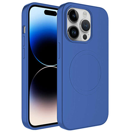 iPhone 14 Pro Max Uyumlu Magsafe Wireless Şarj Özellikli Pastel Renk Silikon Zore Plas Kılıf-M