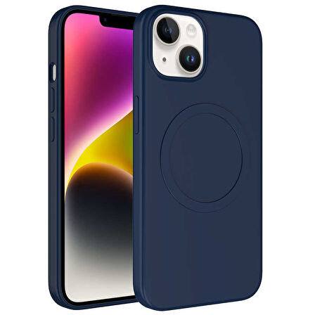 iPhone 14 Plus Uyumlu Magsafe Wireless Şarj Özellikli Pastel Renk Silikon Zore Plas Kılıf-Laci