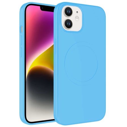 iPhone 11 Uyumlu Magsafe Wireless Şarj Özellikli Pastel Renk Silikon MKST Plas Kılıf-Mavi Açık