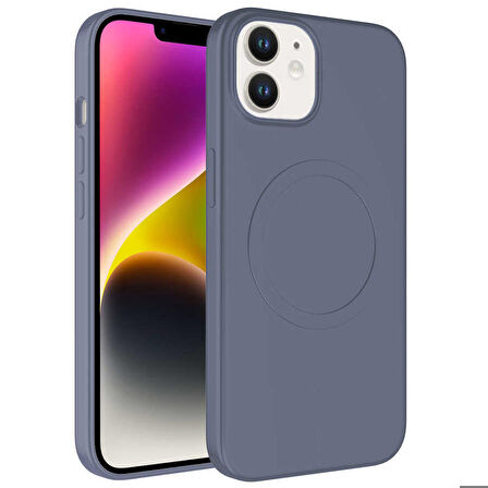iPhone 12 Uyumlu Magsafe Wireless Şarj Özellikli Pastel Renk Silikon Zore Plas Kapak-Lavendery