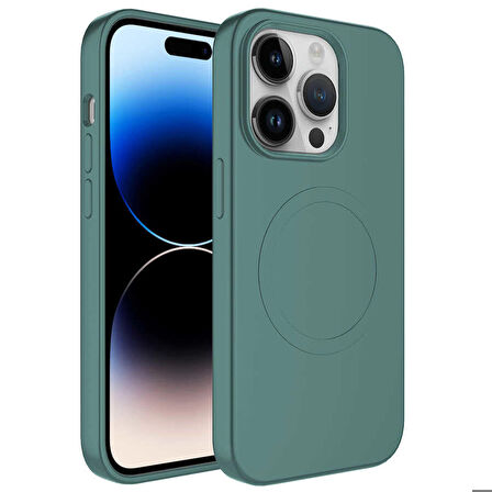 iPhone 13 Pro Uyumlu Magsafe Wireless Şarj Özellikli Pastel Renk Silikon Zore Plas Kapak-Koyu 