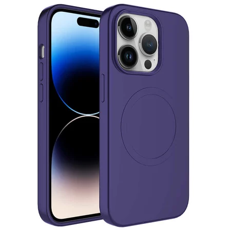 iPhone 13 Pro Uyumlu Magsafe Wireless Şarj Özellikli Pastel Renk Silikon Zore Plas Kılıf-Mürdü