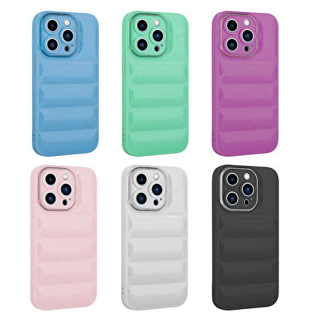 iPhone 13 Pro Uyumlu Kamera Korumalı Parlak AirBag'li Zore Galya Kılıf-Pembe