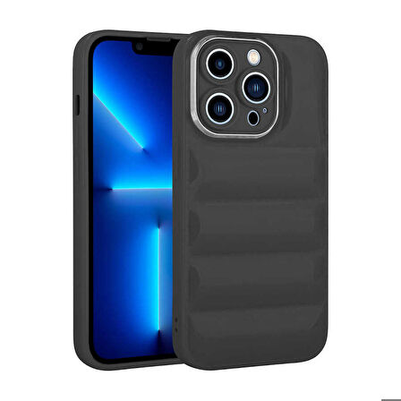 iPhone 13 Pro Max Uyumlu Kamera Korumalı Parlak Airbag'li Zore Galya Kapak-Siyah