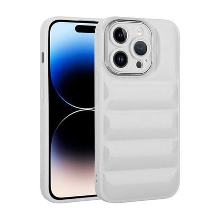 iPhone 14 Pro Uyumlu Kamera Korumalı Parlak AirBag'li Zore Galya Kılıf-Beyaz