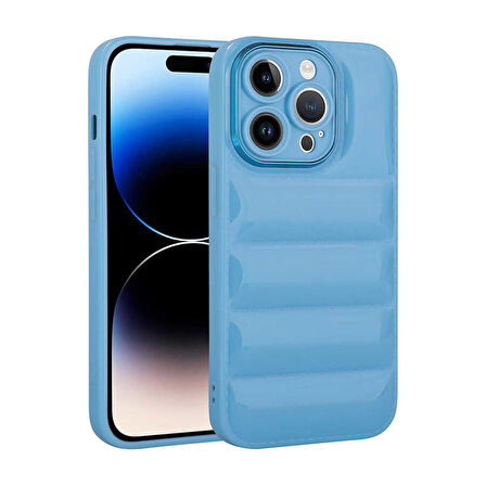 iPhone 14 Pro Uyumlu Kamera Korumalı Parlak AirBag'li Zore Galya Kılıf-Mavi