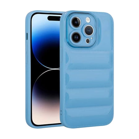 iPhone 14 Pro Uyumlu Kamera Korumalı Parlak AirBag'li Zore Galya Kılıf-Mavi