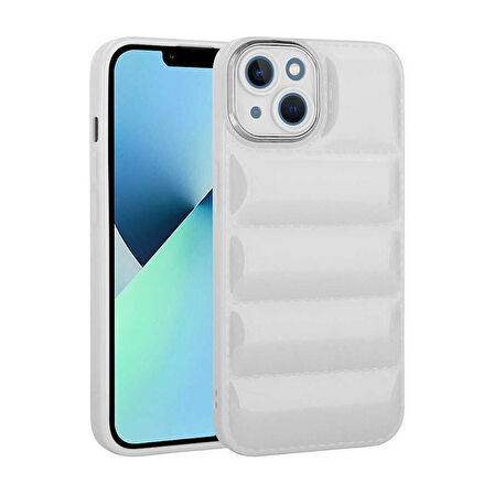 iPhone 14 Plus Uyumlu Kamera Korumalı Parlak AirBag'li Zore Galya Kılıf-Beyaz