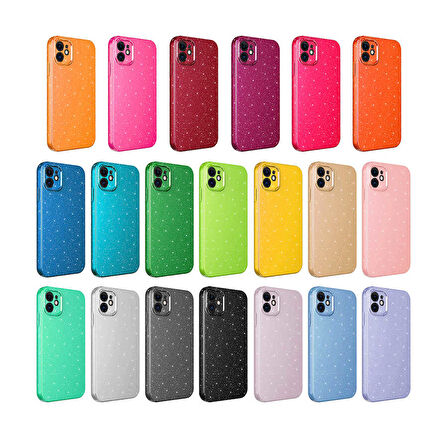 iPhone 12 Uyumlu Kamera Korumalı Simli Lüks Zore Koton Kılıf-Pembe Koyu
