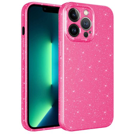 iPhone 12 Pro Uyumlu Kamera Korumalı Simli Lüks Zore Koton Kılıf-Pembe Koyu
