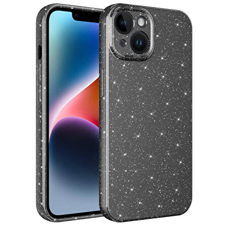 iPhone 13 Uyumlu Kamera Korumalı Simli Lüks Zore Koton Kapak-Gri