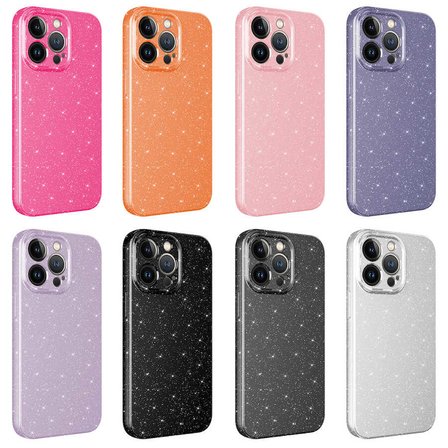 iPhone 13 Pro Uyumlu Kamera Korumalı Simli Lüks Zore Koton Kılıf-Pembe Koyu