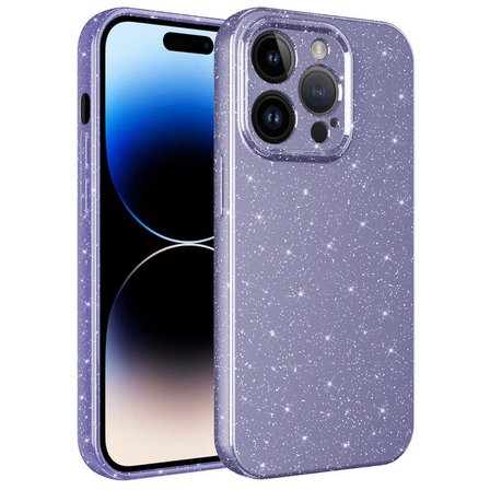 iPhone 14 Pro Max Uyumlu Kamera Korumalı Simli Lüks NRTK Koton Kılıf-Mor