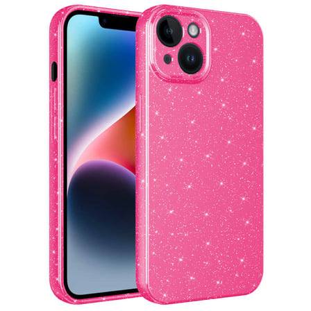 iPhone 14 Plus Uyumlu Kamera Korumalı Simli Lüks Zore Koton Kılıf-Pembe Koyu