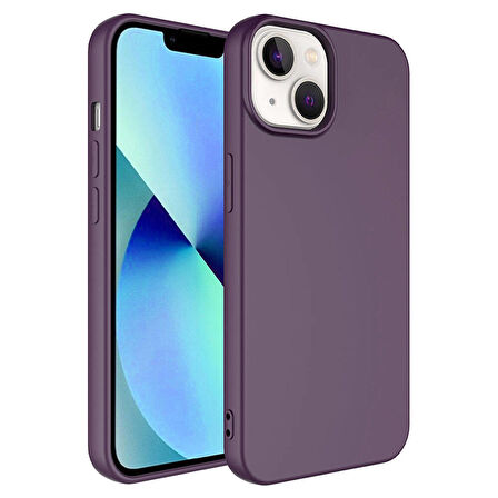 Vendas iPhone 14 Uyumlu W-Lansman Serisi Kamera Korumalı Yumuşak Dokulu Kadife Kaplı Kılıf