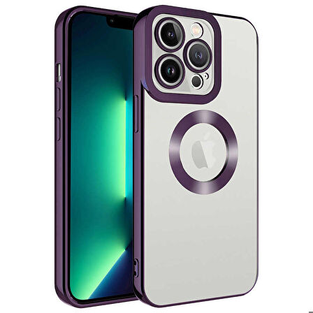iPhone 14 Pro Max Uyumlu Kamera Korumalı Logo Gösteren Zore Omega Kapak-Derin Mor