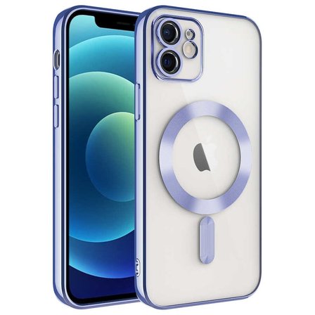 iPhone 12 Uyumlu Kamera Korumalı Magsafe Wireless Şarj Özellikli NRTK Demre Kılıf-Lila
