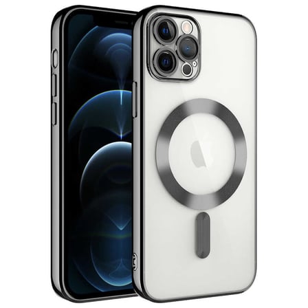 iPhone 12 Pro Uyumlu Kamera Korumalı Magsafe Wireless Şarj Özellikli Zore Demre Kılıf-Siyah