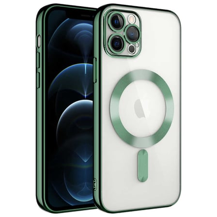 iPhone 12 Pro Max Uyumlu Kamera Korumalı Magsafe Wireless Şarj Özellikli NRTK Demre Kılıf-Koyu