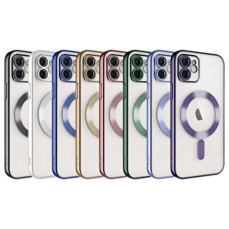 Apple iPhone 11 Kılıf Kamera Korumalı Magsafe Wireless Şarj Özellikli Zore Demre Kapak-Gold