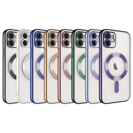 iPhone 11 Uyumlu Kamera Korumalı Magsafe Wireless Şarj Özellikli Zore Demre Kılıf-Rose Gold