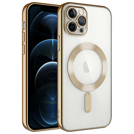 iPhone 11 Pro Uyumlu Kamera Korumalı Magsafe Wireless Şarj Özellikli Zore Demre Kılıf-Gold