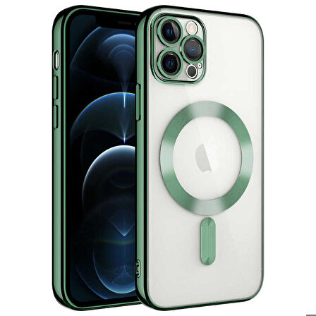 iPhone 11 Pro Max Uyumlu Kamera Korumalı Magsafe Wireless Şarj Özellikli Zore Demre Kapak-Koyu