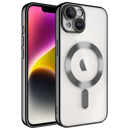 iPhone 14 Uyumlu Kamera Korumalı Magsafe Wireless Şarj Özellikli MKST Demre Kılıf-Siyah