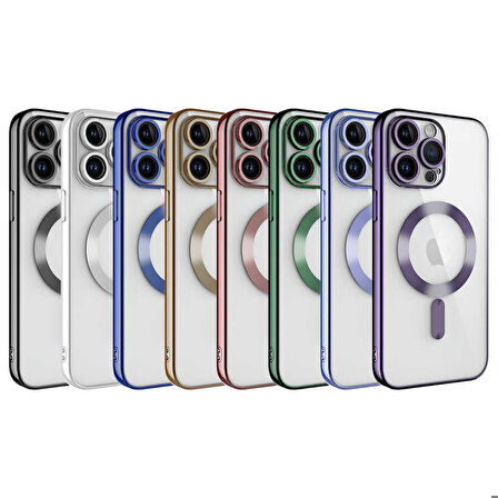 iPhone 14 Pro Max Uyumlu Kamera Korumalı Magsafe Wireless Şarj Özellikli Zore Demre Kapak-Rose