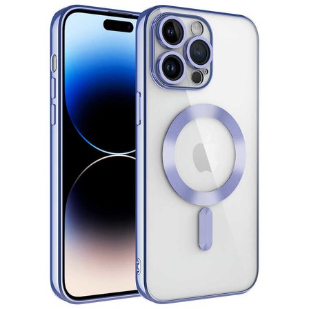 iPhone 14 Pro Max Uyumlu Kamera Korumalı Magsafe Wireless Şarj Özellikli NRTK Demre Kılıf-Lila