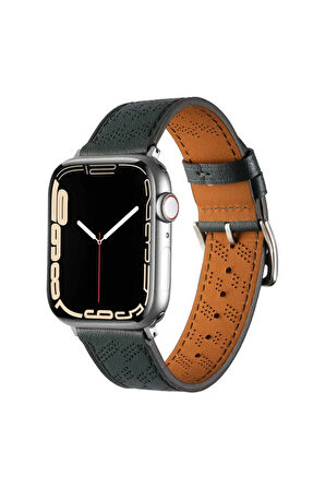 Apple Watch 40mm Uyumlu Krd-76 Pu Deri Kordon Strap Kayış Siyah