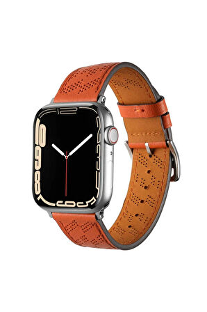 Apple Watch 38mm Uyumlu Krd-76 Pu Deri Kordon Strap Kayış - Turuncu