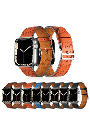 Apple Watch 38mm Uyumlu Krd-76 Pu Deri Kordon Strap Kayış - Turuncu