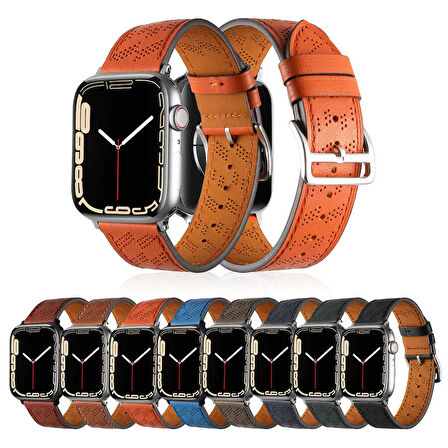 ​​​Watch 42mm Uyumlu KRD-76 PU Deri Kordon Strap Kayış CLO- Mavi