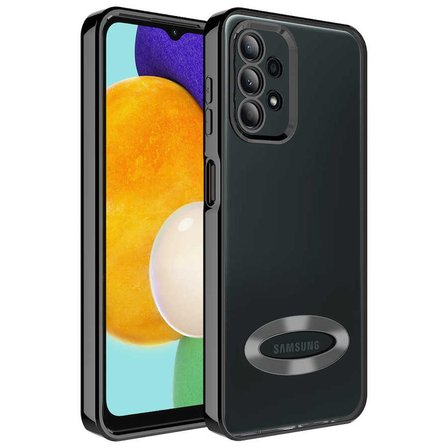 Galaxy A23 Uyumlu Kamera Korumalı Logo Gösteren Zore Omega Kapak-Siyah