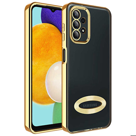 Galaxy A13 4G Uyumlu Kamera Korumalı Logo Gösteren Zore Omega Kapak-Gold