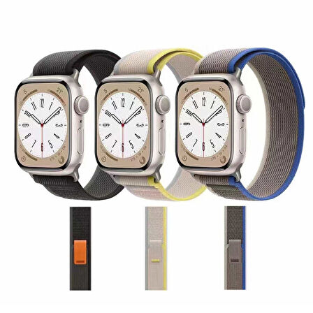 Watch Ultra 49mm Uyumlu KRD-77 Hasır Zore Kordon-Gri-Mavi